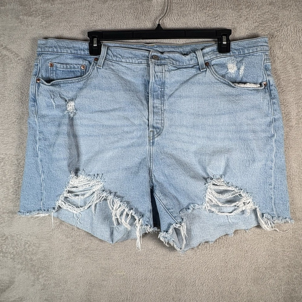 Levi's 501 Womens Shorts Denim Distressed Frayed‎ Hem Cotton Blue Jeans Size 24
